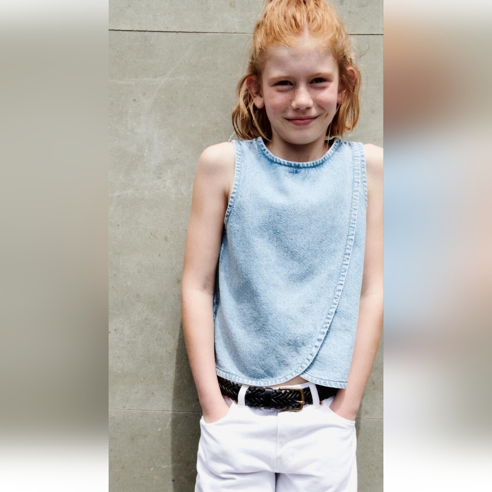 *Brand New Zara* Denim sleeveless wrap top